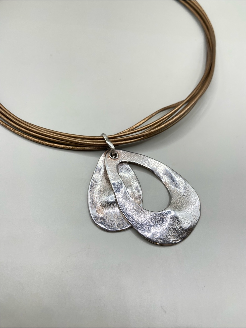 Silpada Bronze Leather and Double Textured Pendant N1802 - Picture 3 of 8